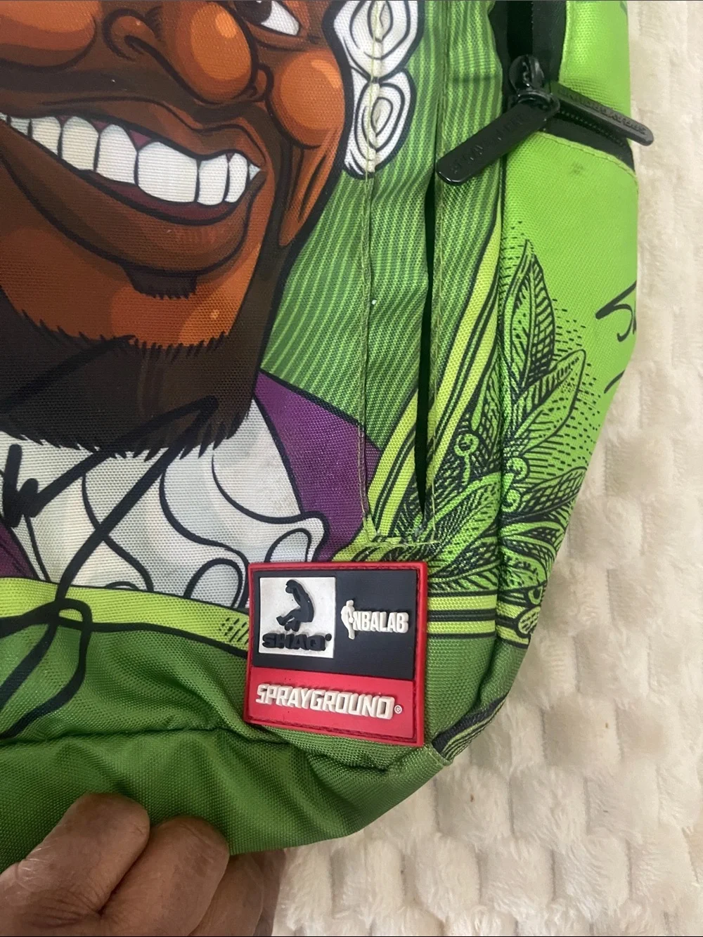 NWT Sprayground xNBALab Limited Edition Green Portrait Graphic Backpack/Accents